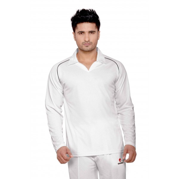Omtex Mesh Terra Fit Cricket Whites T-Shirt (Full Sleeves)